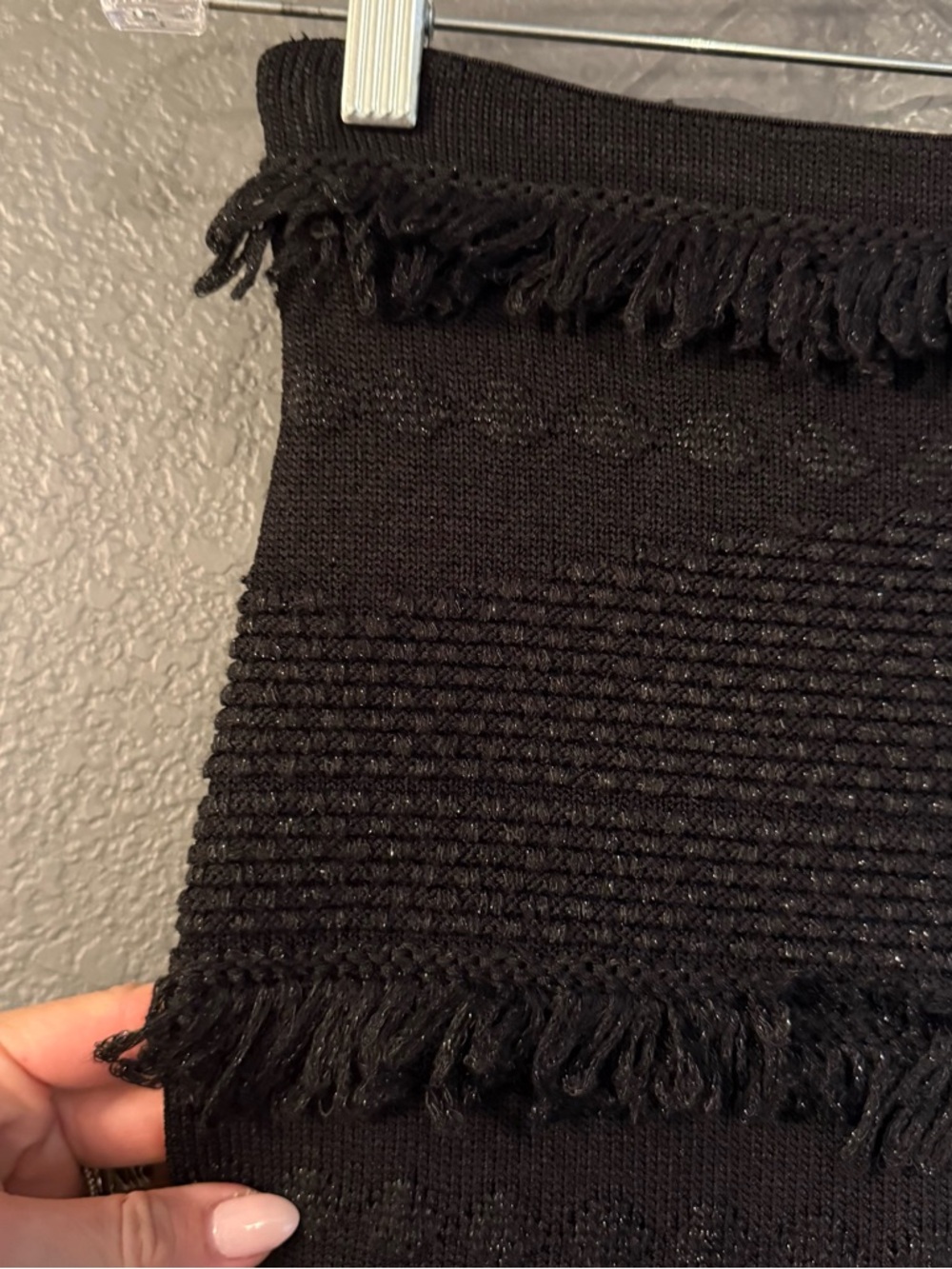 ALICE MCCALL • new flame Black Fringe Knit Maxi Skirt - size 2 - Picture 3 of 8